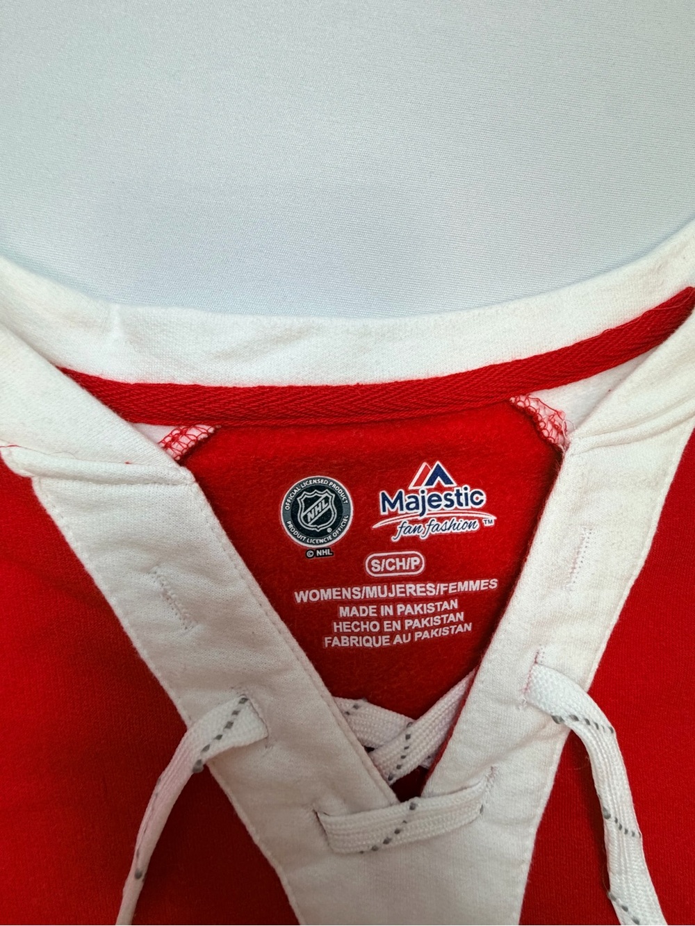 Majestic Red & White Lace-Up Hockey Pullover - Picture 2 of 5